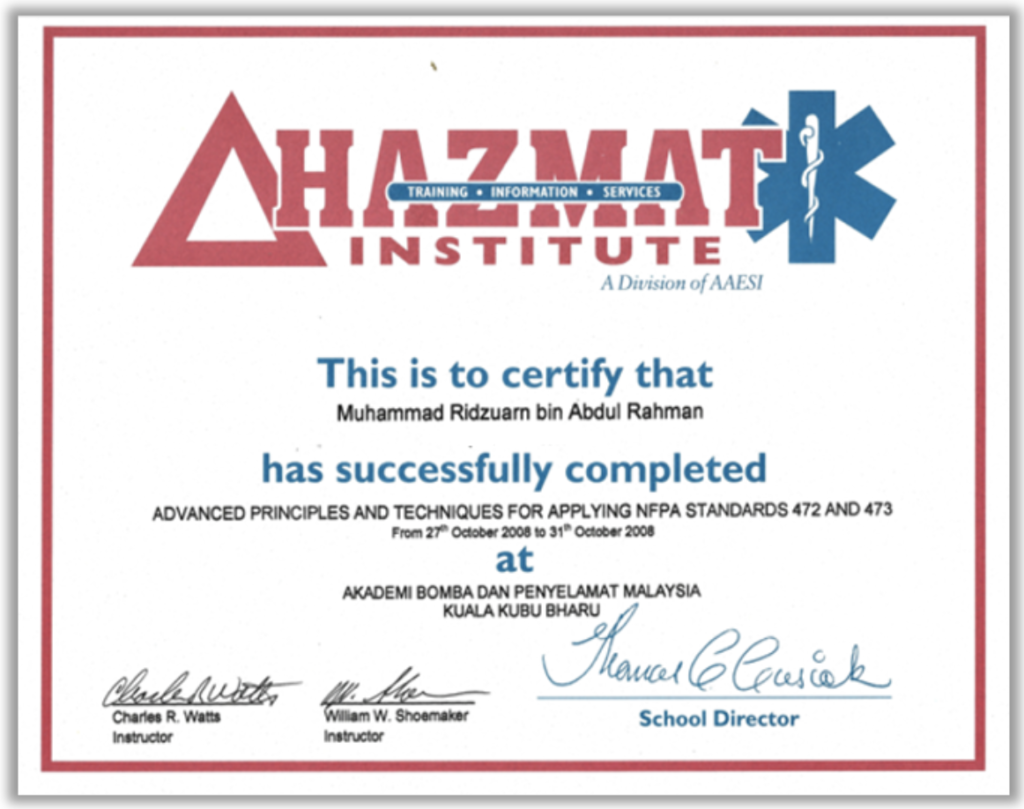 HAZMAT Advance Certificate of Competency